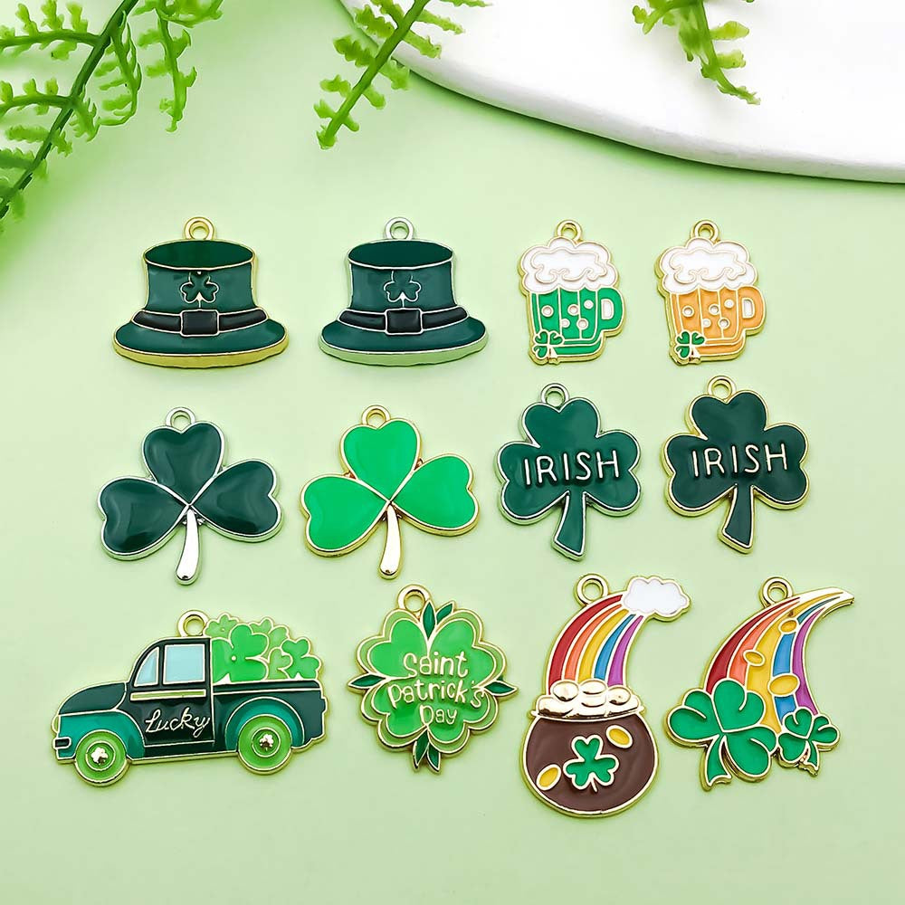 NO.15-2 Green gold plated enamel charm metal, alloy