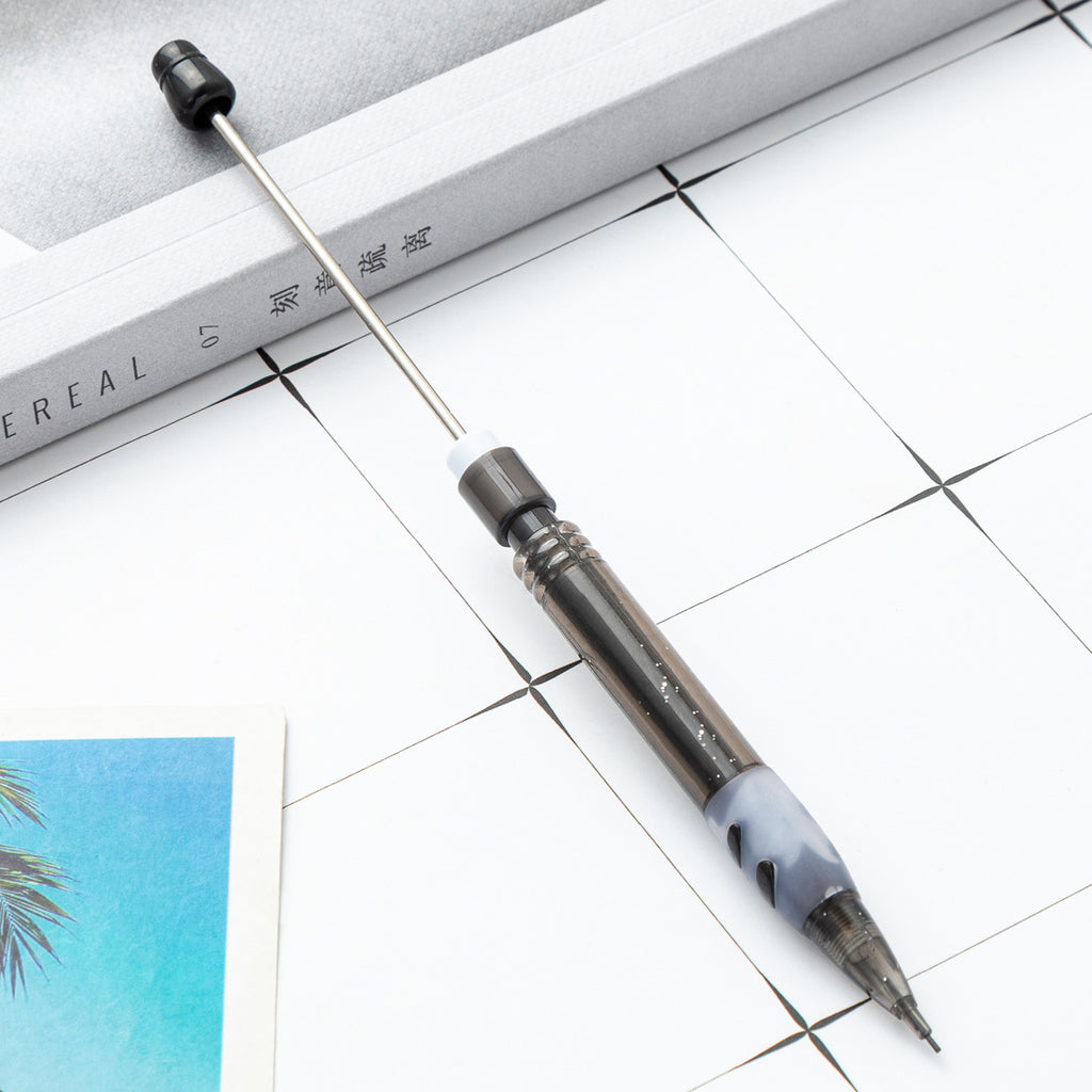 9-Color DIY beaded automatic pencil 0.5mm plastic press automatic pen, children's writing drawing pen office activity pencil