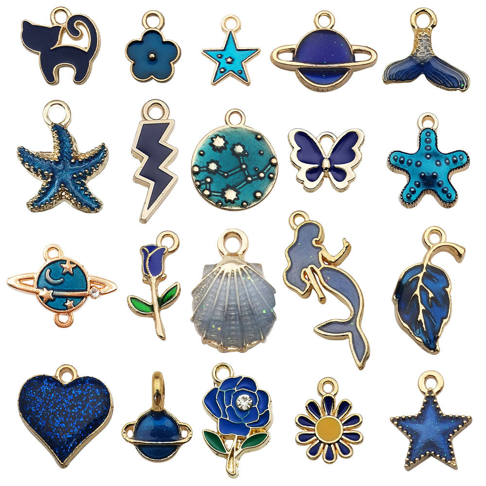 Dark blue20  assortment gold plated enamel charm  metal, alloys