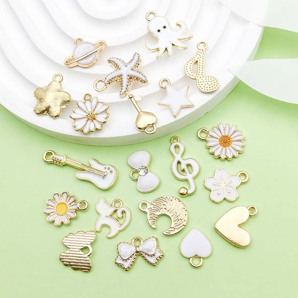 Mixed 20 white gold plated enamel charm metals, alloys