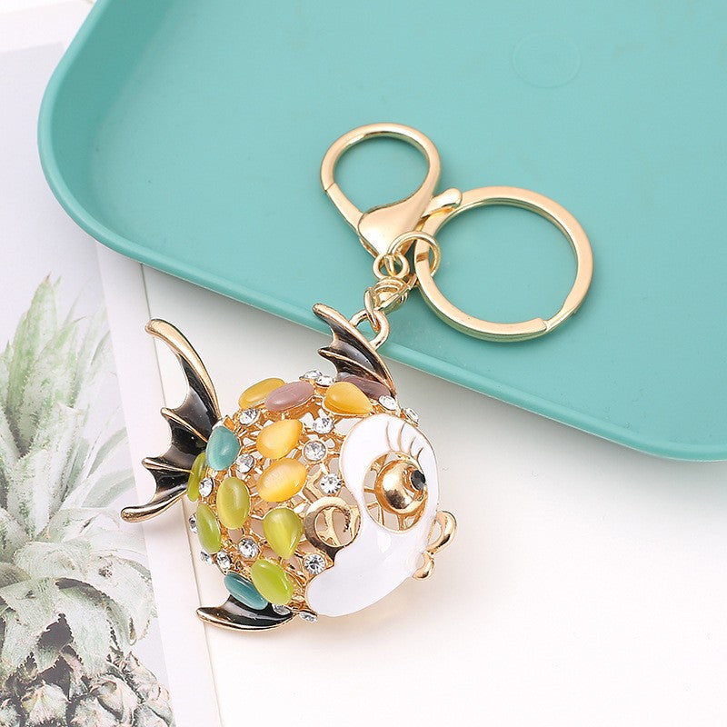 9-Type Colorful Ocean Animal Diamond Wallet Pendant Key Ring