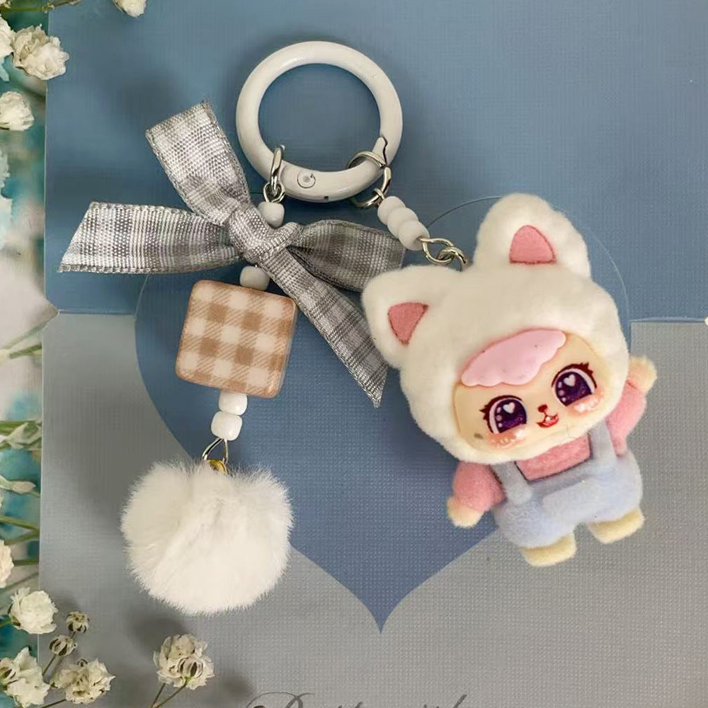 Flocking beckoning cat pear, cat jewelry accessories B