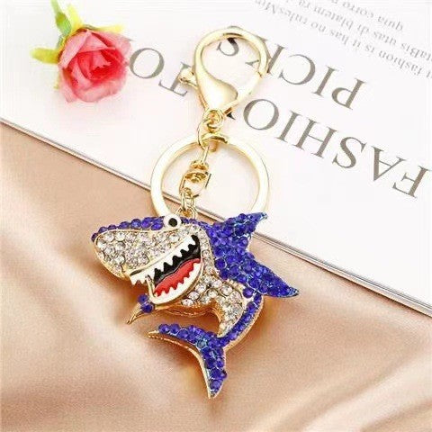 9-Type Colorful Ocean Animal Diamond Wallet Pendant Key Ring