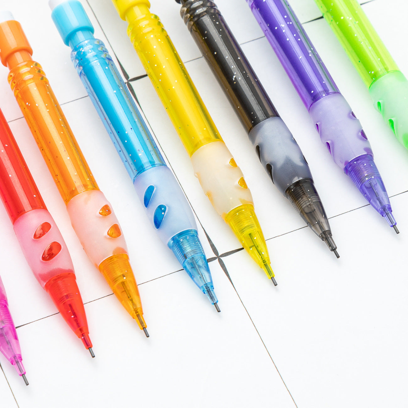 9-Color DIY beaded automatic pencil 0.5mm plastic press automatic pen, children's writing drawing pen office activity pencil