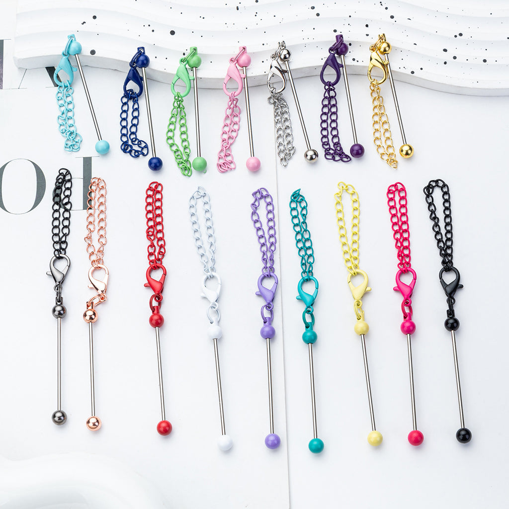17-Color DIY Mini Beaded Keychain 8cm
