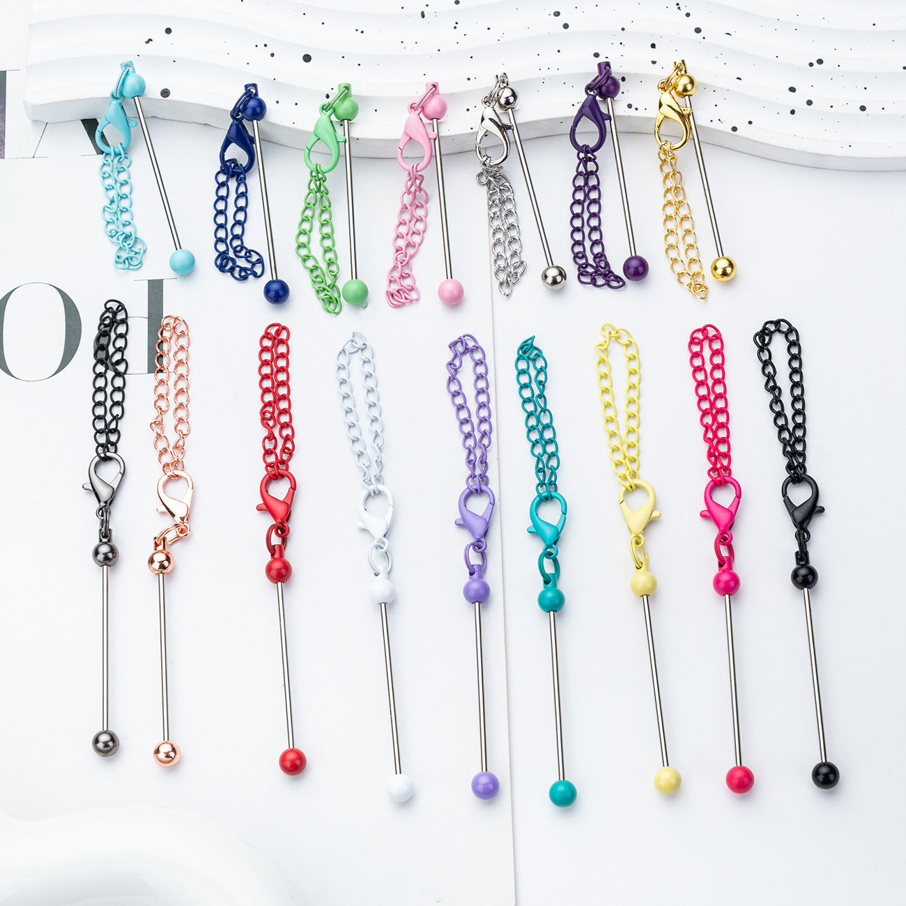 17-Color DIY Mini Beaded Keychain 8cm
