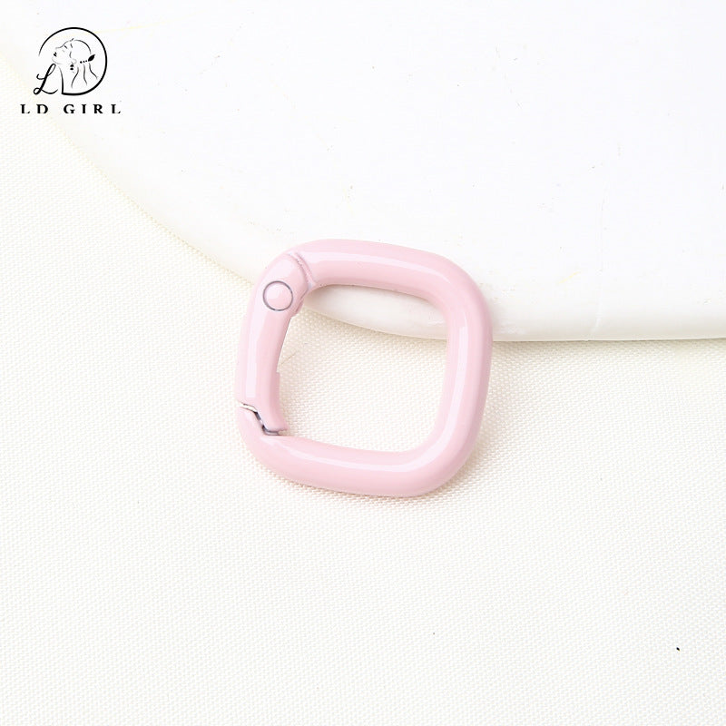 A colored paint, square spring buckle, DIY alloy jewelry accessories, keychain