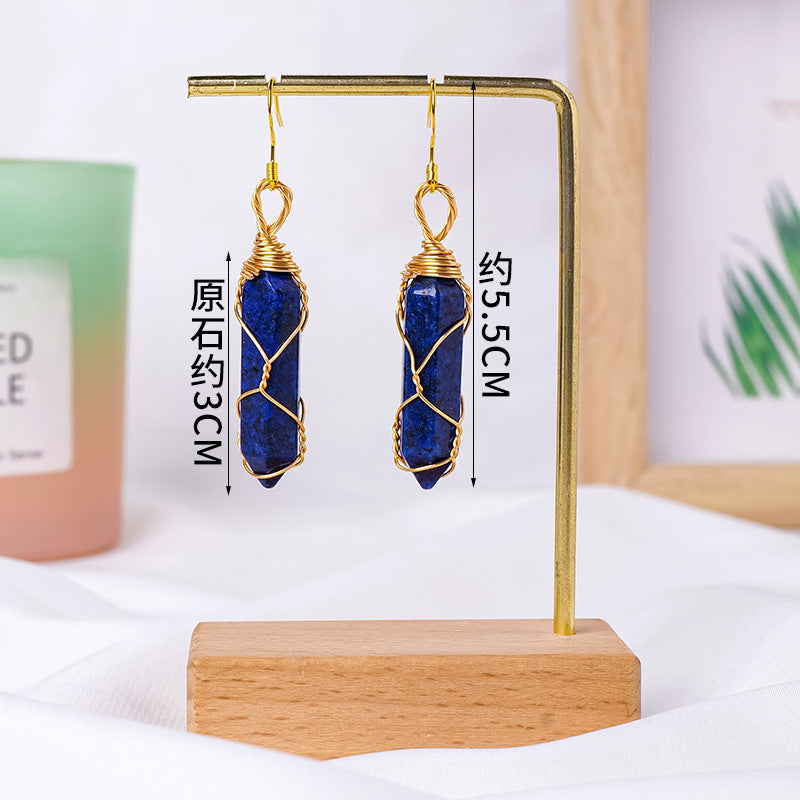 17-Color/Types, Crystal-wound double-pointed pillar earrings