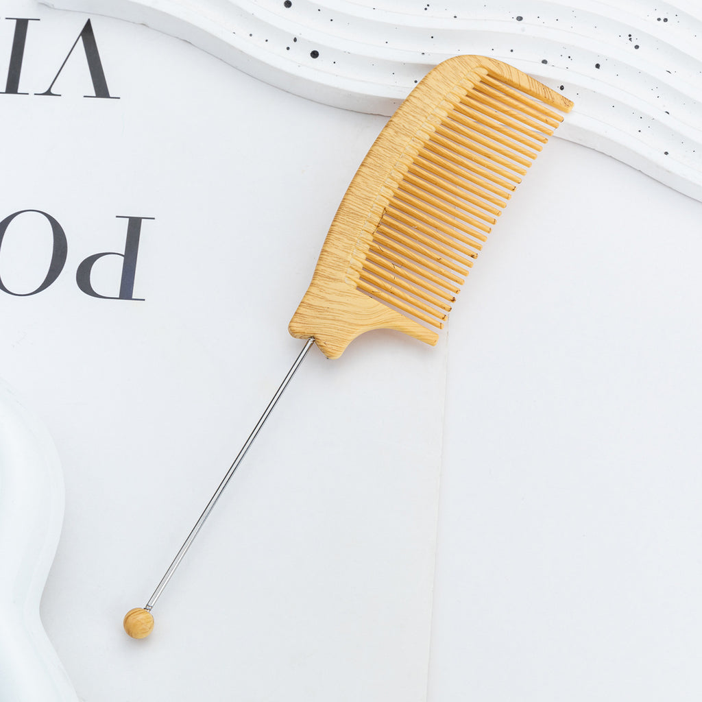 DIY multi-color wood grain beaded comb, makeup comb