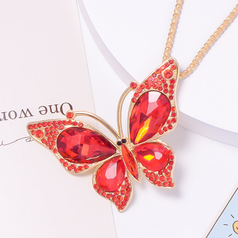 18-Color Stone Diamond Butterfly Keychain, Necklace
