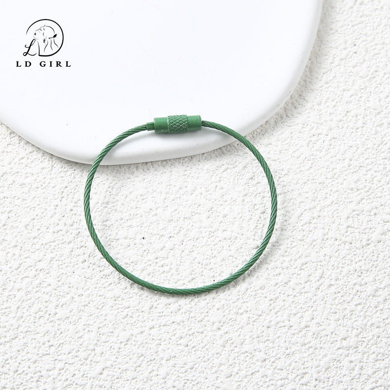 A candy colored wire rope ring