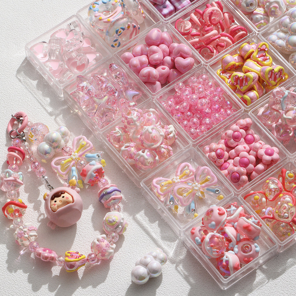 Pink special-shaped/heavy industry hand-painted beads/DIY accessories【桃之夭夭】
