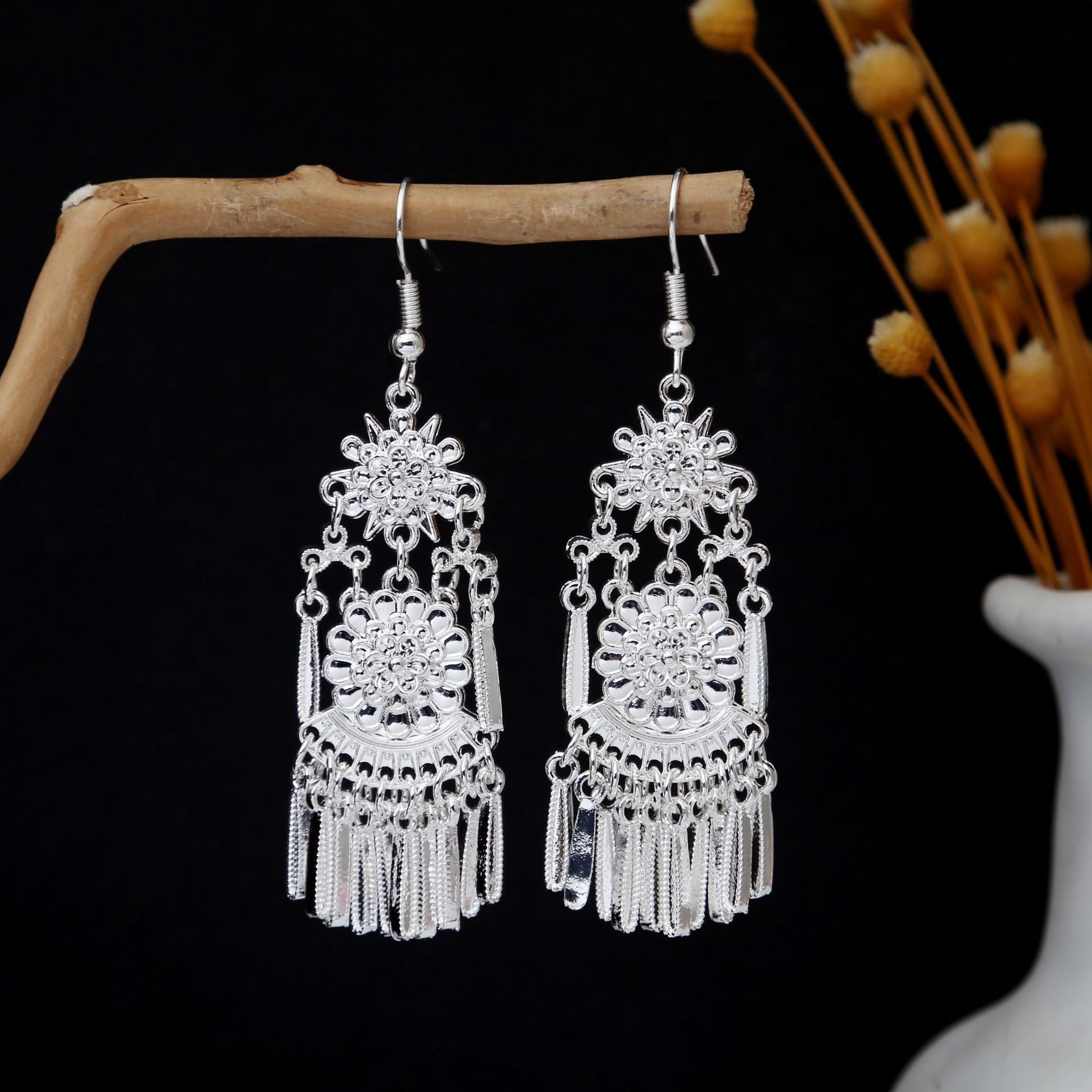 E6,Miao silver earrings