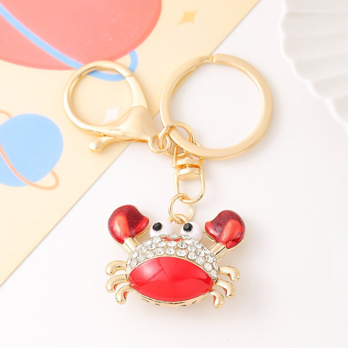 9-Type Colorful Ocean Animal Diamond Wallet Pendant Key Ring