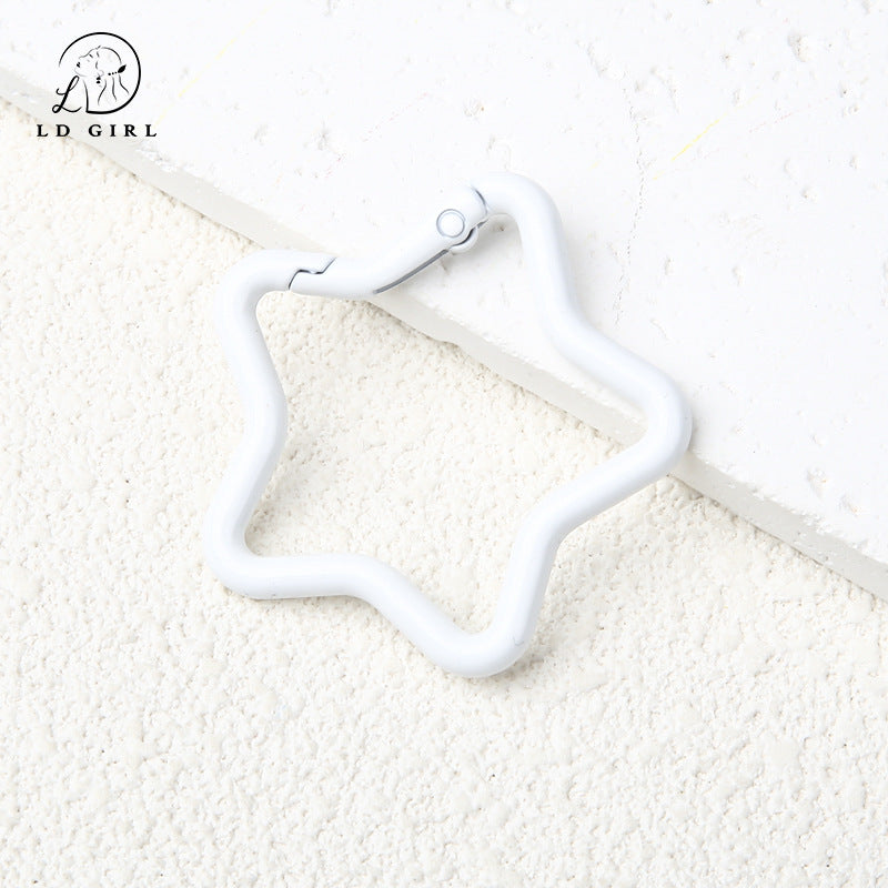 A paint alloy big heart, five-pointed star, spring ring, keychain, spring ring DIY jewelry accessories