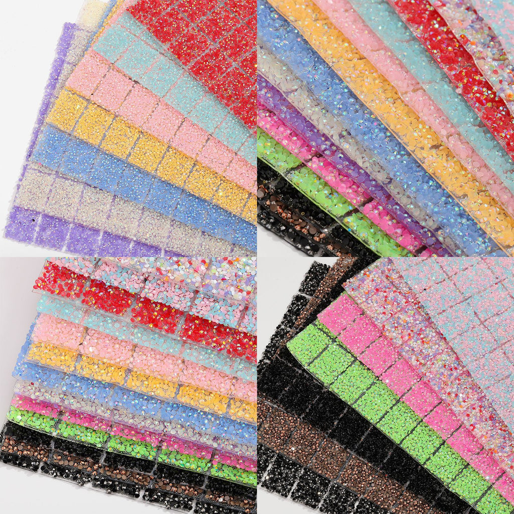 14-Color Flat Bottom Round Diamond Square Diamond, [Whole sheet 24*40cm, small squares 3*4cm]