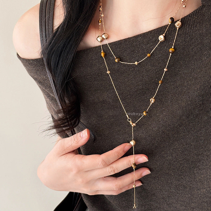 N1,Pendant necklace with long flowing chain