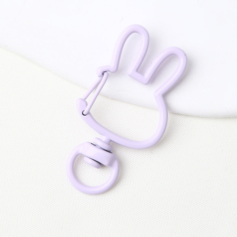 A spring buckle, universal rotation, candy-colored bunny, cat love keychain, DIY jewelry accessories.