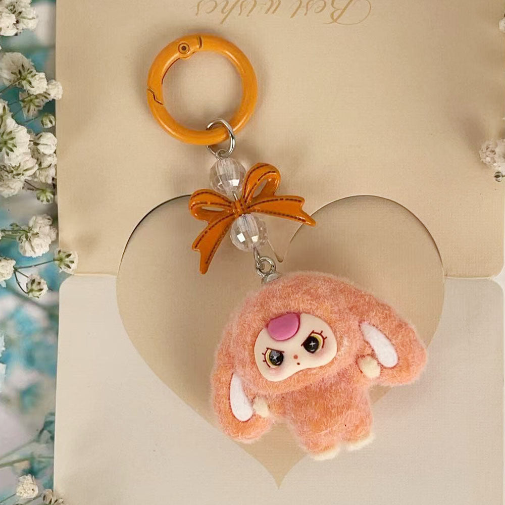Big-eared baby three years old, flocked cartoon keychain