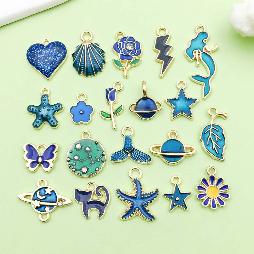 Dark blue20  assortment gold plated enamel charm  metal, alloys