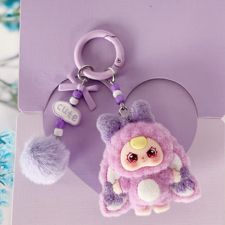Flocking new three-year-old baby, DIY keychain, pendant.