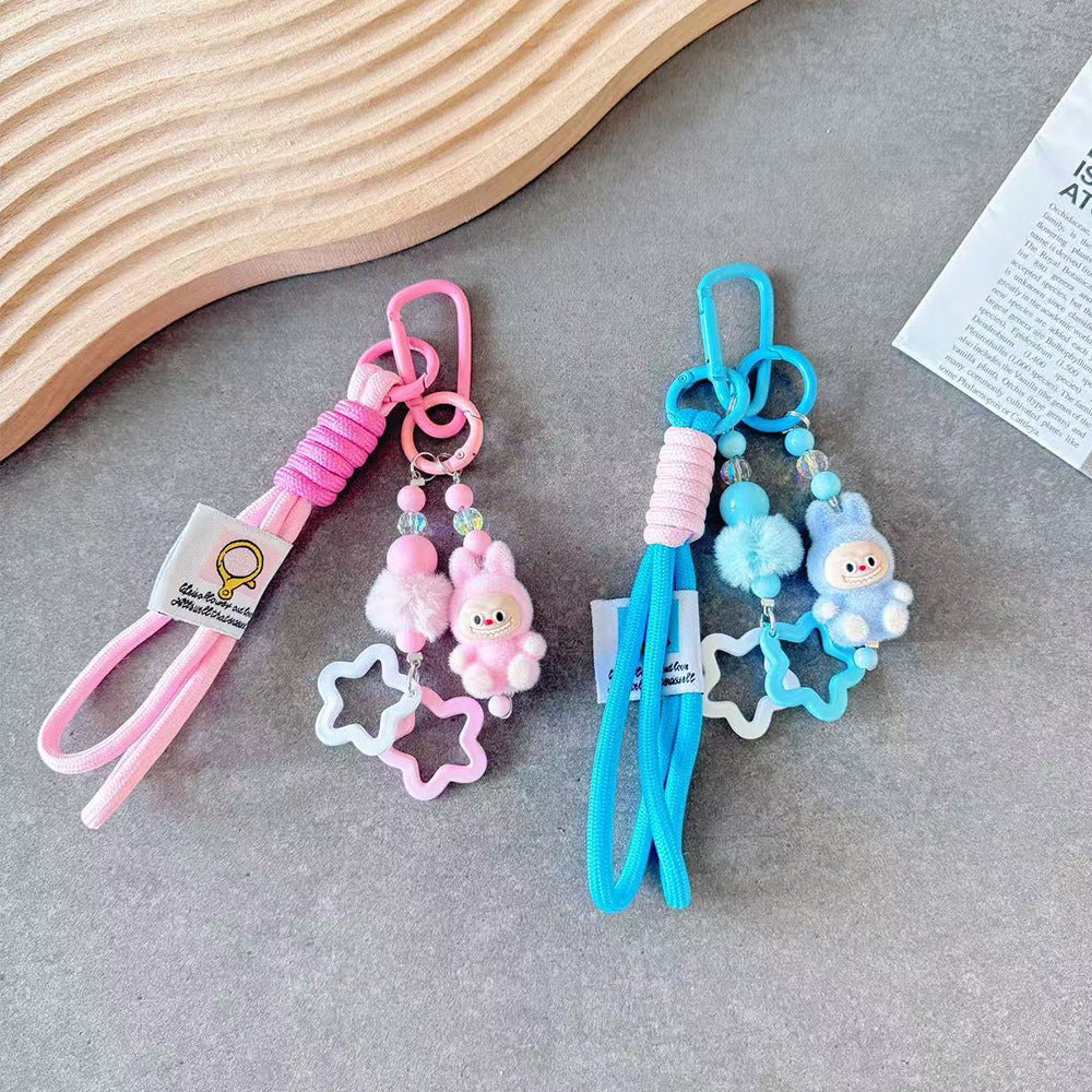 B1 new flocking doll cartoon mobile phone chain/plush mobile phone pendant