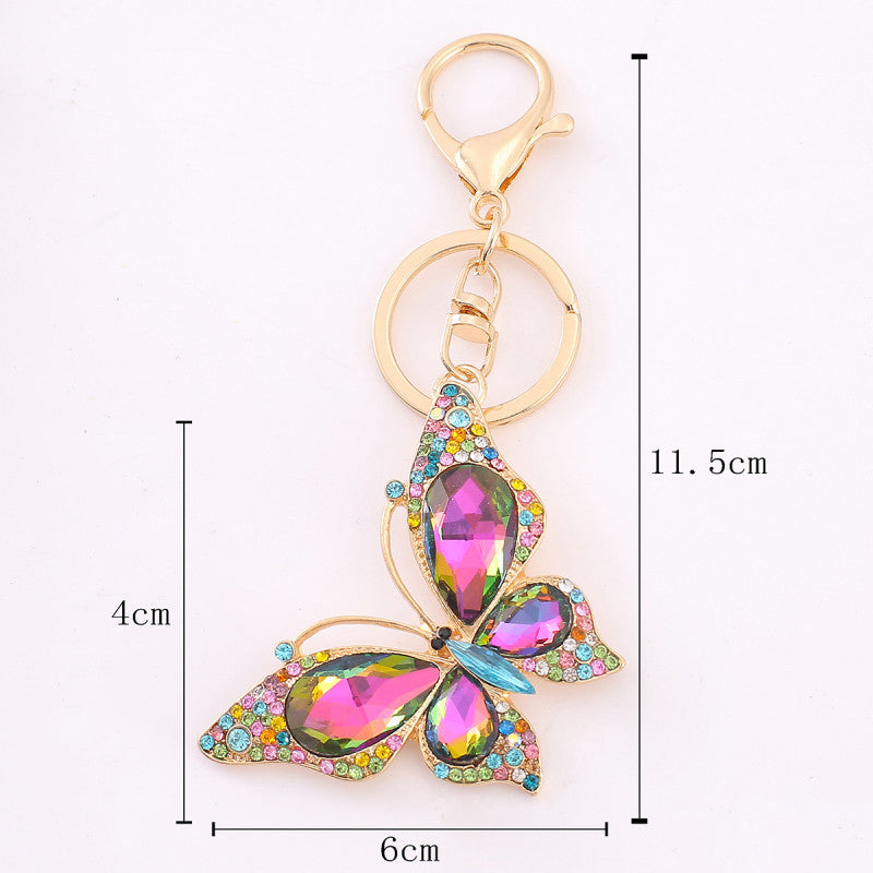 18-Color Stone Diamond Butterfly Keychain, Necklace
