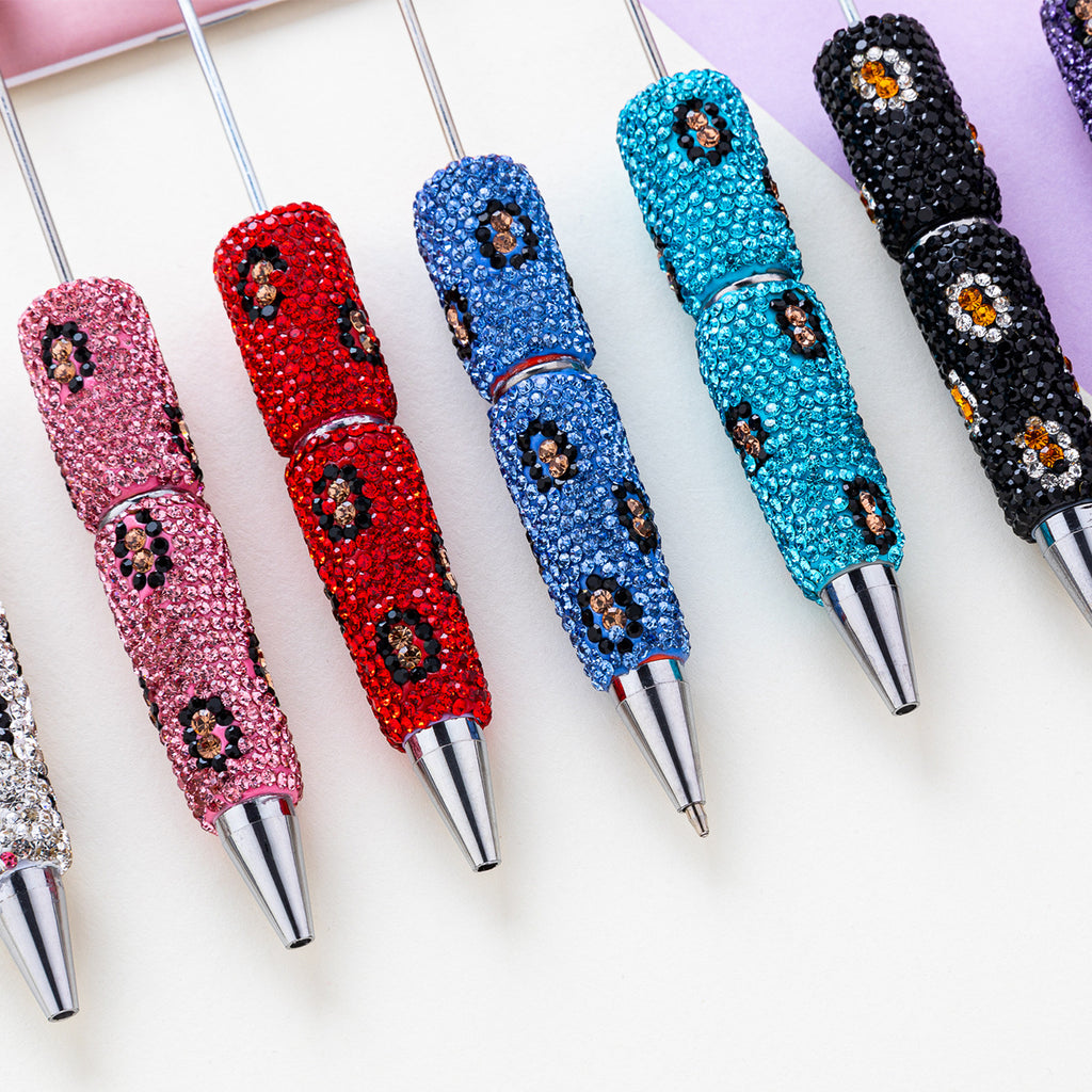 DIY Leopard print bead pen, handmade sticker drill pen