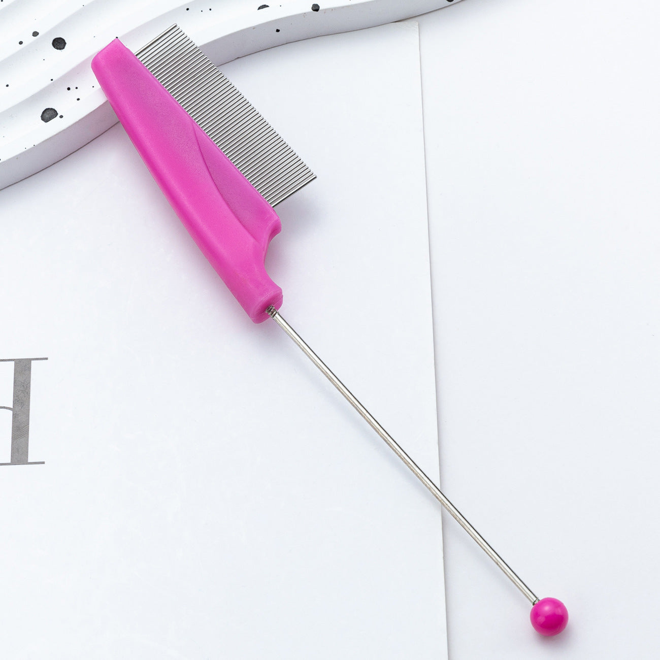 DIY beaded pet comb dog cat flea removal comb plastic dense tooth special comb steel needle comb hair removal comb wholesale