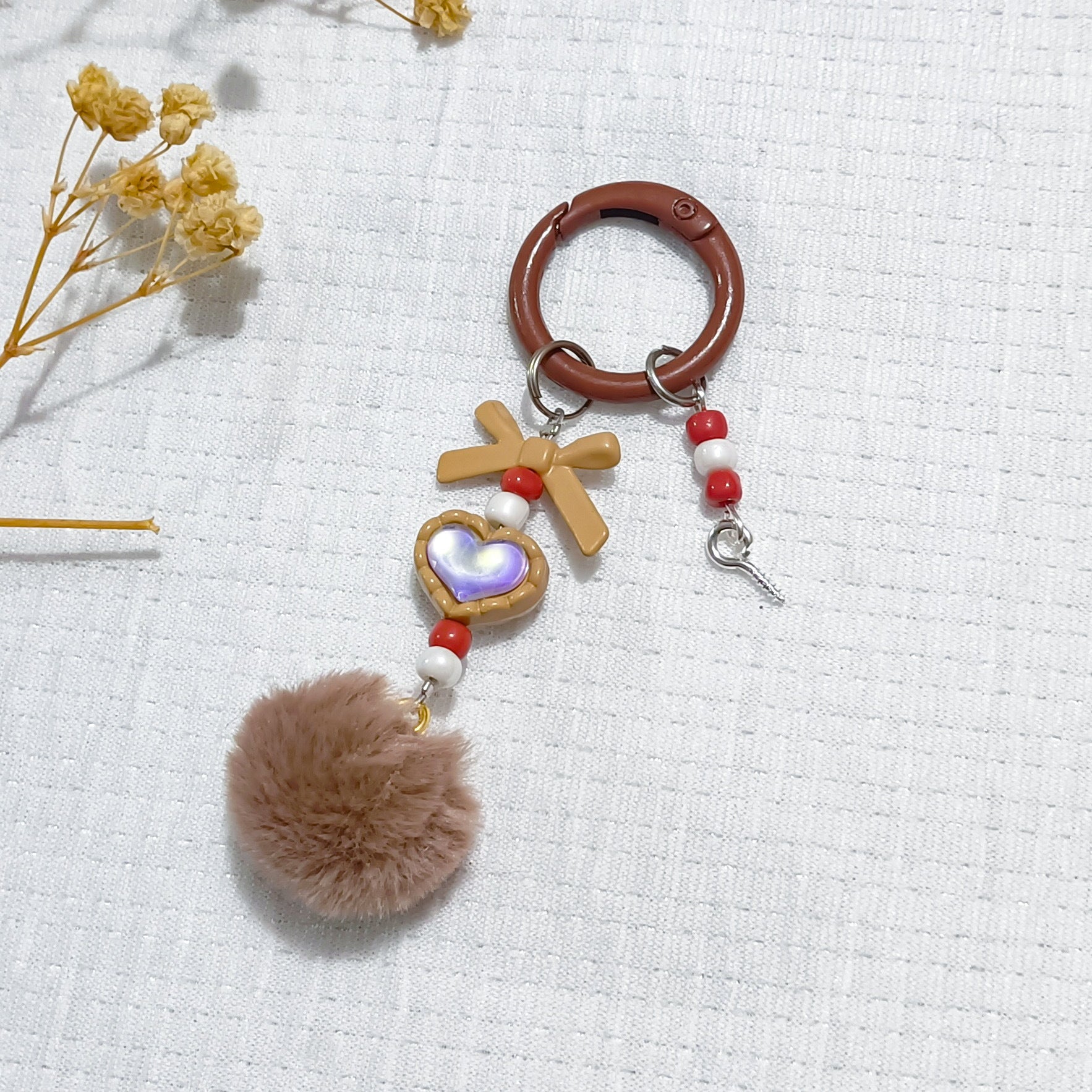 Alloy hairball beaded pendant, DIY mobile phone chain