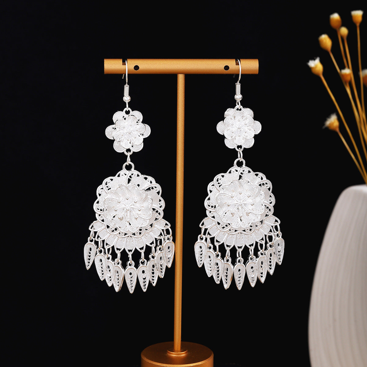 E6,Miao silver earrings