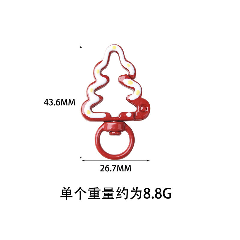 A Painted hand-painted Christmas tree spring buckle, round opening ring, tree spring buckle, DIY jewelry accessories, connecting ring