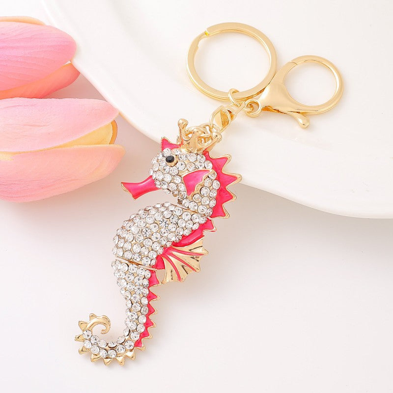 9-Type Colorful Ocean Animal Diamond Wallet Pendant Key Ring