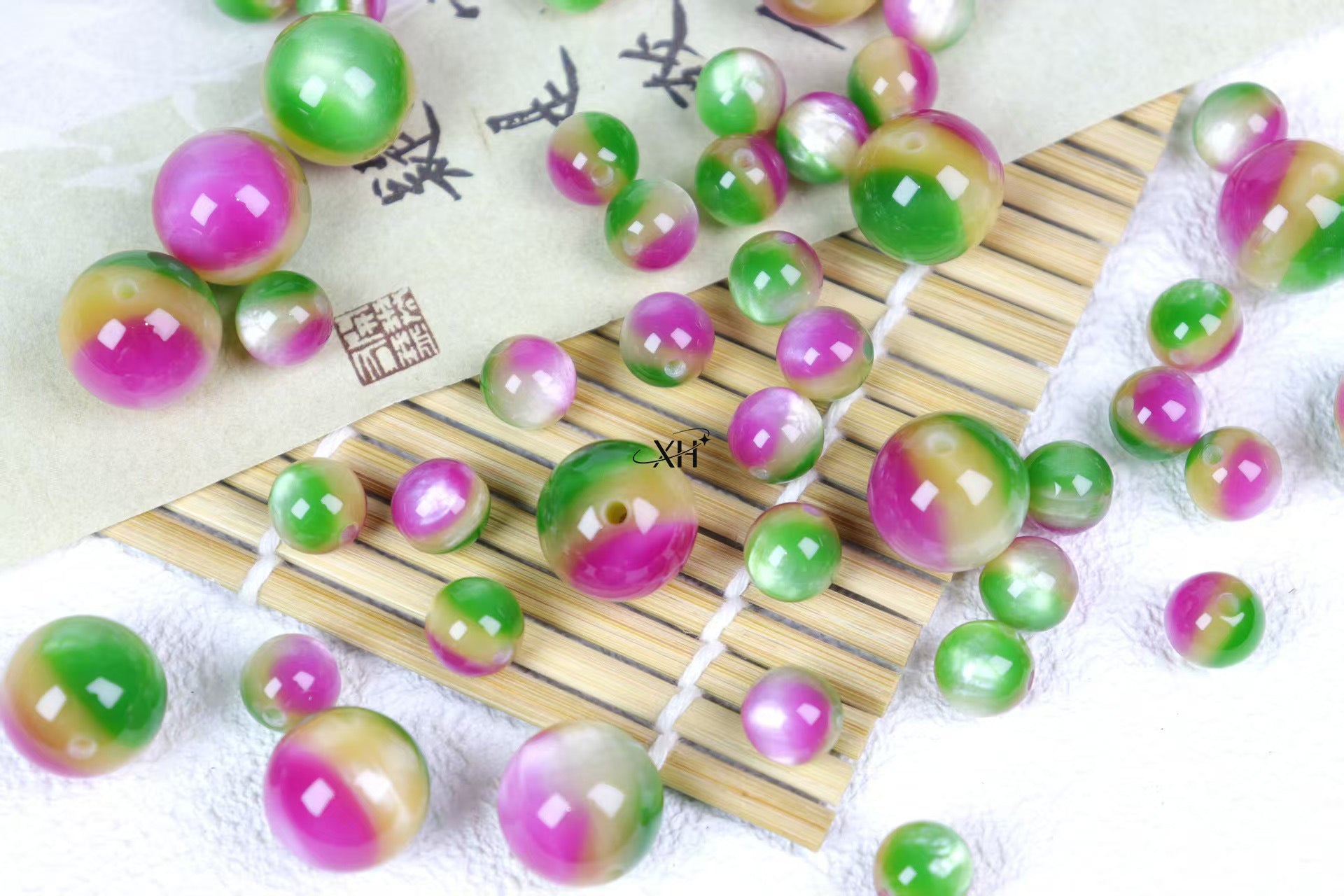 NO.7 Three in one Colors Resin Beads A  三分春