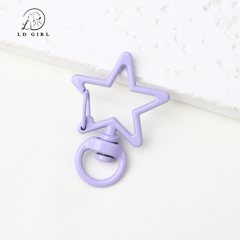 A pentagram spring buckle, colored alloy paint, keychain, DIY material