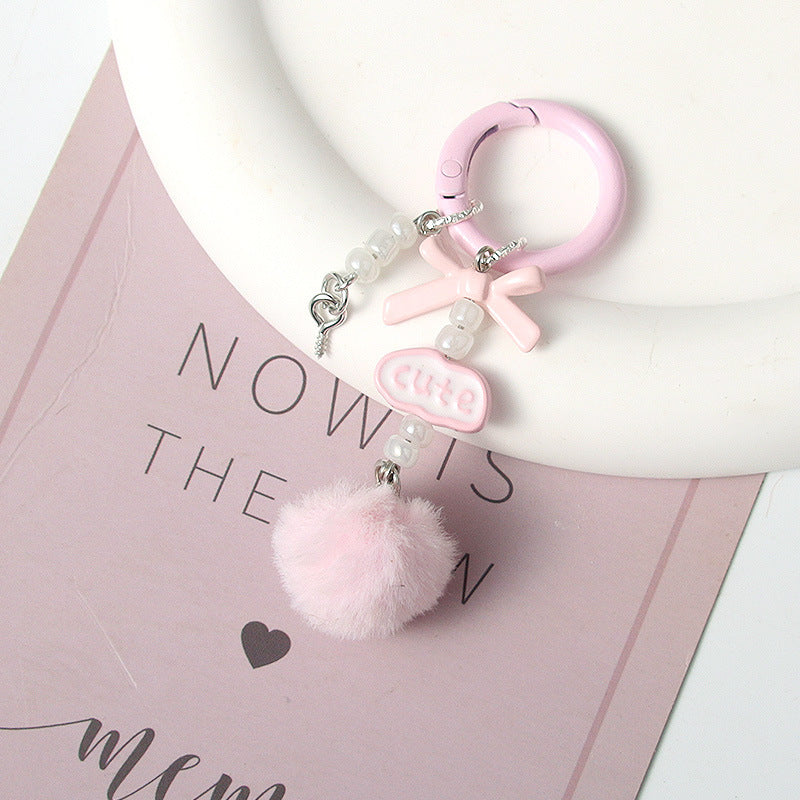Color hairball keychain, mobile phone chain, DIY bag pendant car keychain