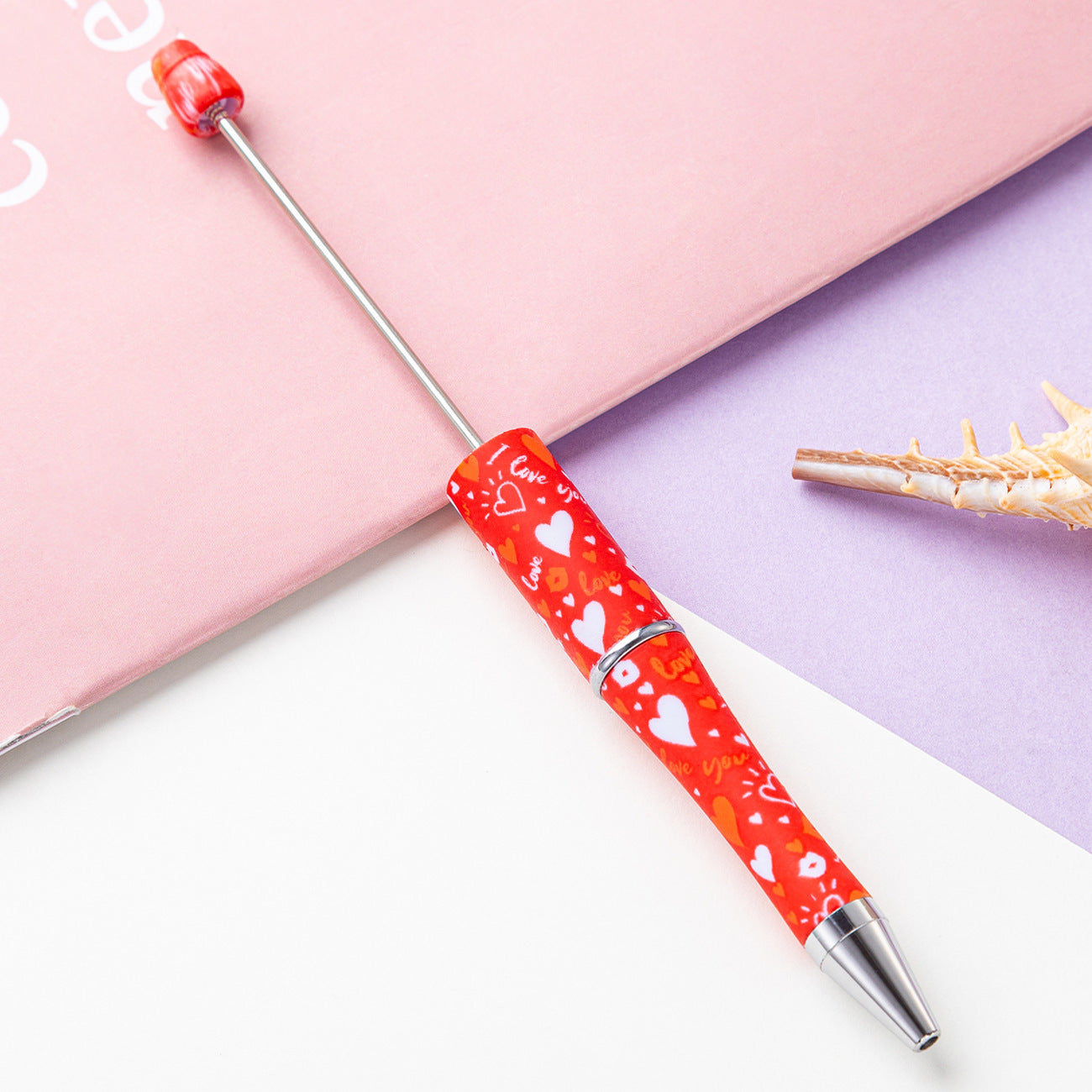 16-Color DIY Valentine's Day love bead pen, creative handmade, printed multi-color beaded ballpoint pen