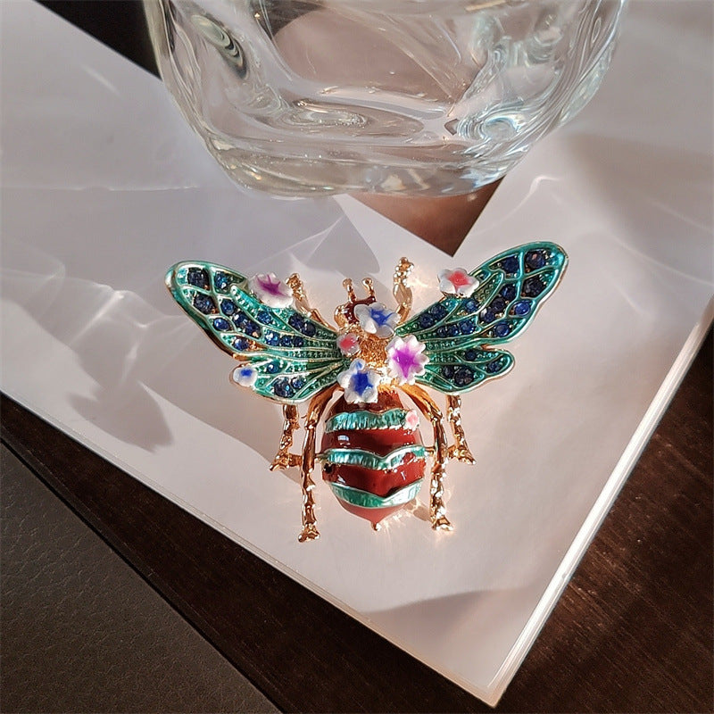 29-Type Hand Painted Enamel Sparkling Diamond Vintage Animal Brooch, Pink Flower Fashion Brooch