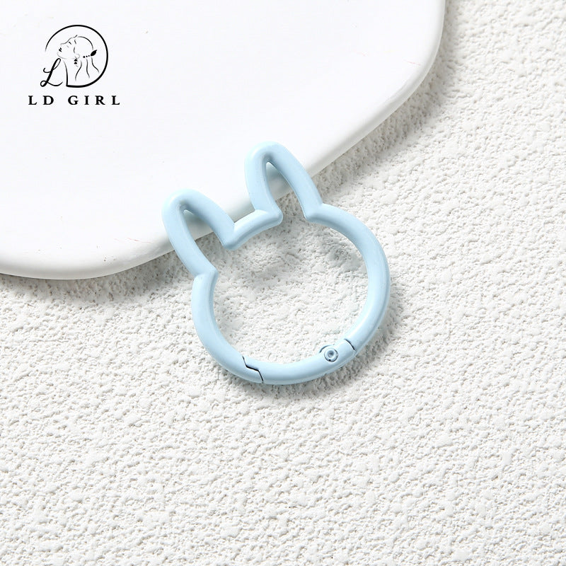 A large rabbit spring buckle, open ring, colorful spring ring