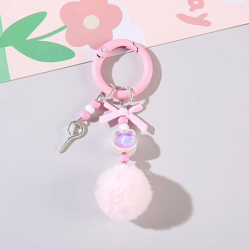 Color hairball keychain, mobile phone chain, DIY bag pendant car keychain