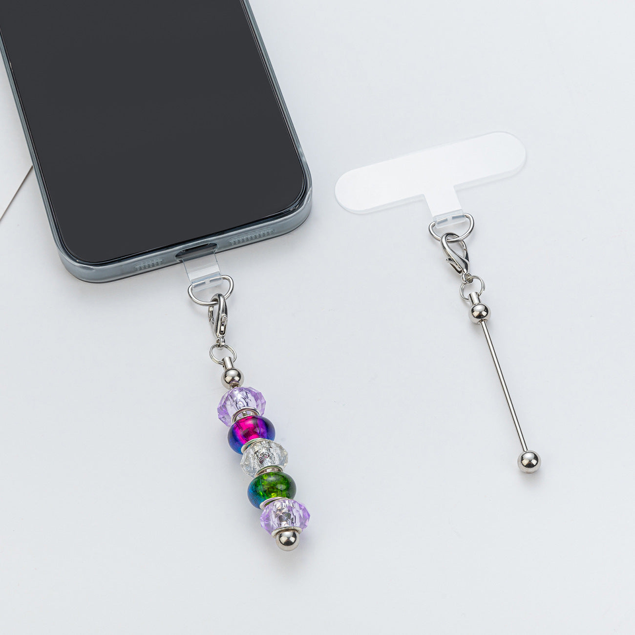 15-Color DIY beaded mobile phone clip, universal mobile phone case clip, transparent color fixing patch, anti-loss strong gasket