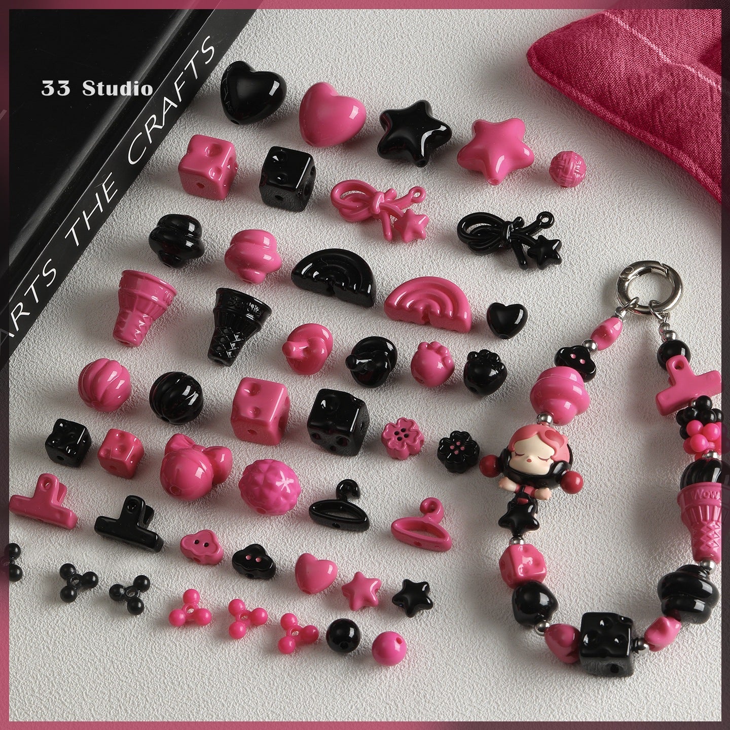 Acrylic paint/stars/love/beaded DIY accessories【辣妹粉】