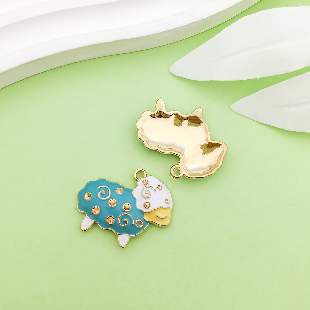 NO.22-3 lake blue mixed 31 assorted gold plated enamel charm