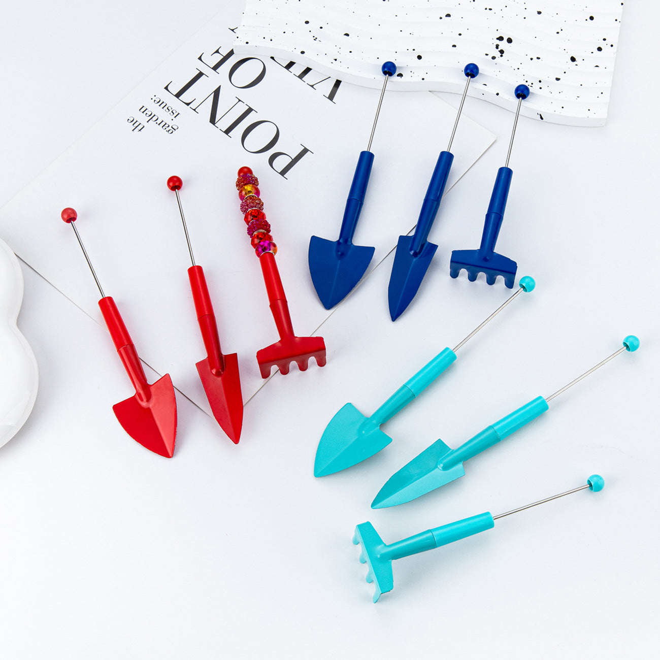 DIY beaded gardening three-piece set, small potted shovel, small garden shovel, indoor flower potted soil loosening tool