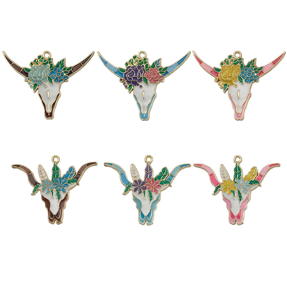 NO.14-2 Flower bull head  charm metal, alloy