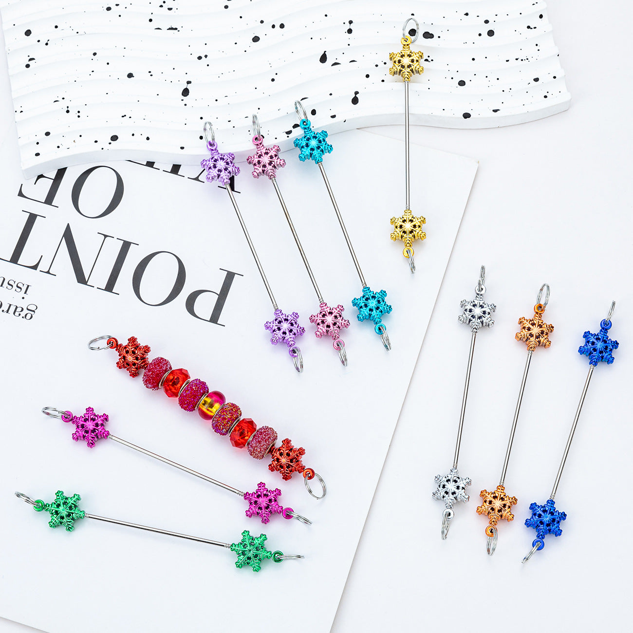 10-Color DIY beaded Christmas snowflake pole