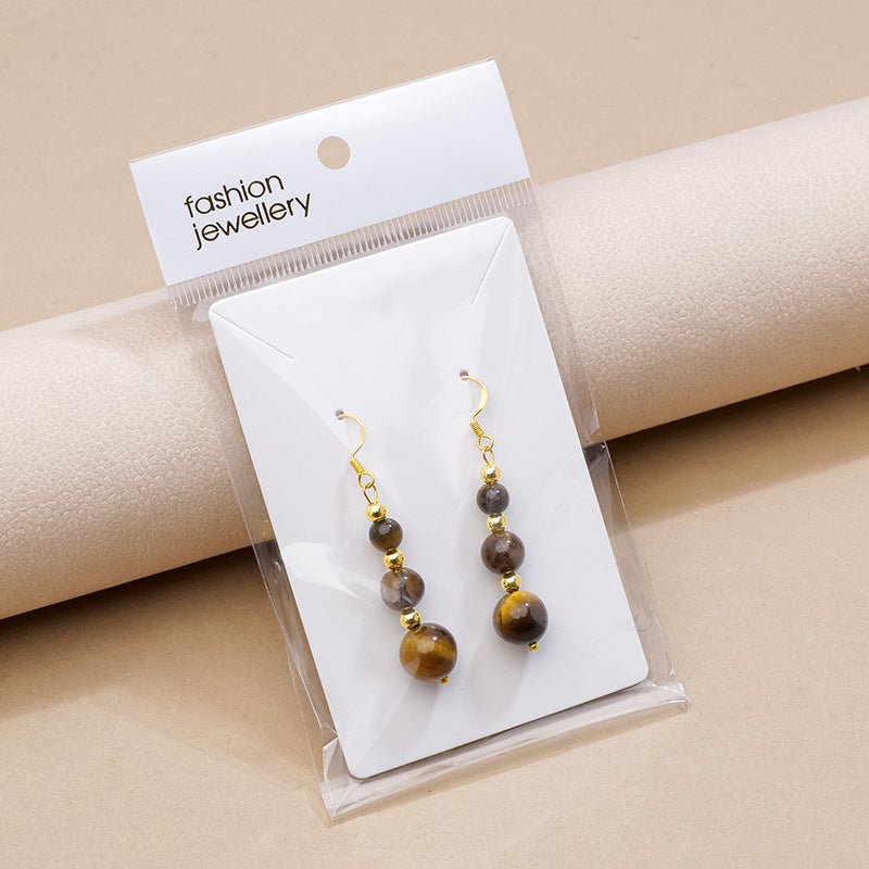 Natural Crystal Earrings - Tiger's Eye