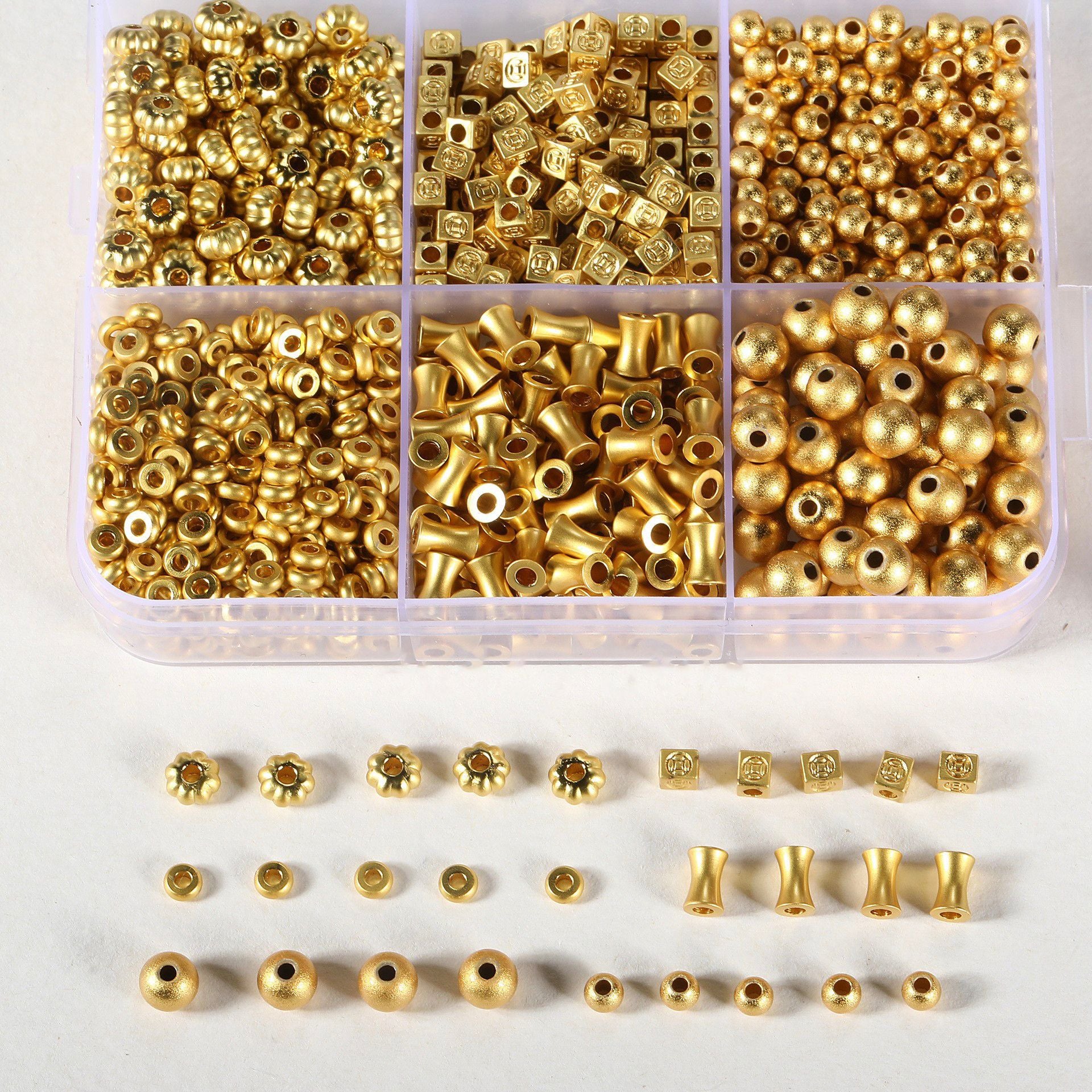 Color retention, sand gold, straight hole, spacer beads/pumpkin beads/spacer/round loose beads, DIY accessories