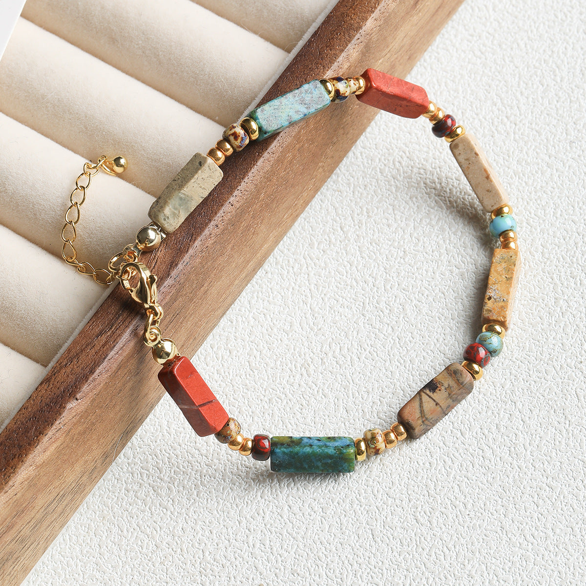 Retro natural stone/square tube beads/DIY accessories【敦煌】