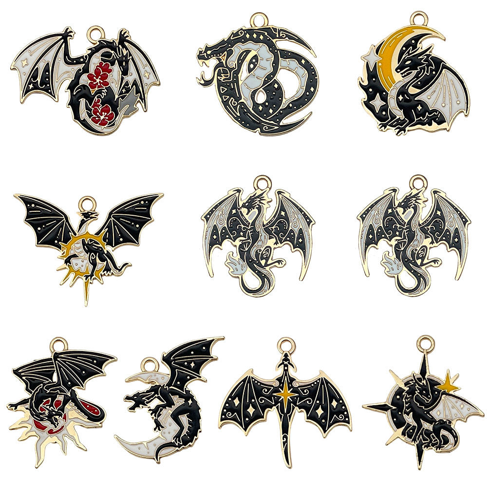 NO.16 Mix 10 black and white alloy dragons
